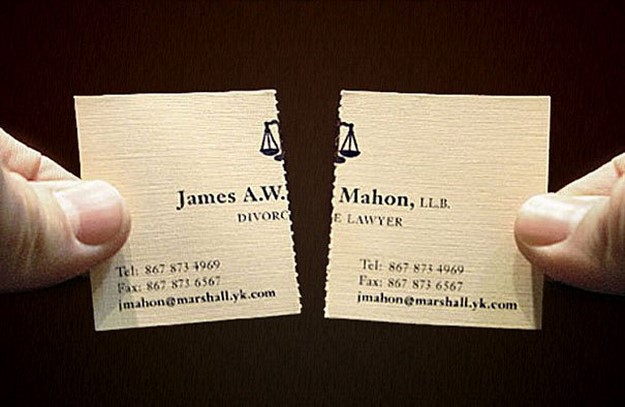 بطاقات العمل الأكثر غرابة في العالم: بطاقة طلاق محامي الأعمال