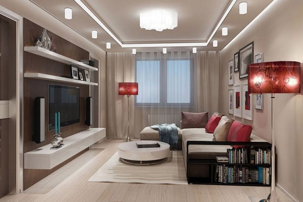 Diseño de sala de estar 17 m2.