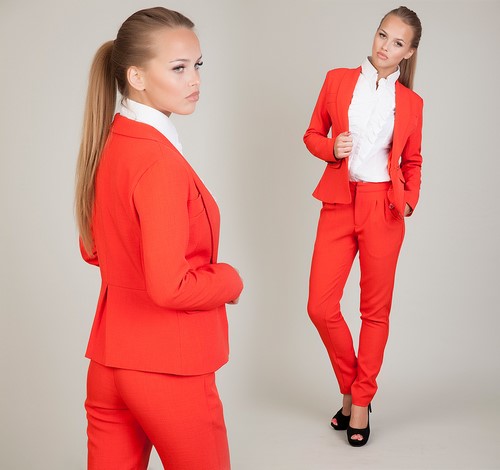 Mode Costumes Tailleurs-pantalon Windsor Tailleur-pantalon rouge brique style d\u2019affaires 